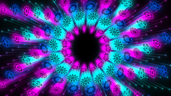 Flowers Neon Background by MiniMultik | VideoHive